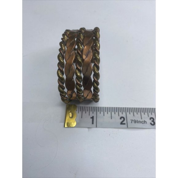 Copper & Metal Cuff Bracelet Twisted Braided 1" Wide - Picture 6 of 6